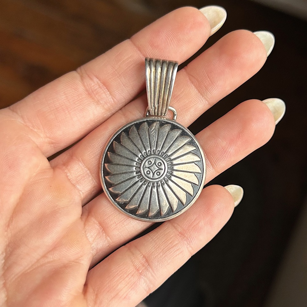 Vintage Sterling Silver Tribal Sun / Flower Pendant